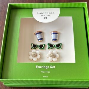 Kate Spade Kids Earrings Set - Green, Blue, White